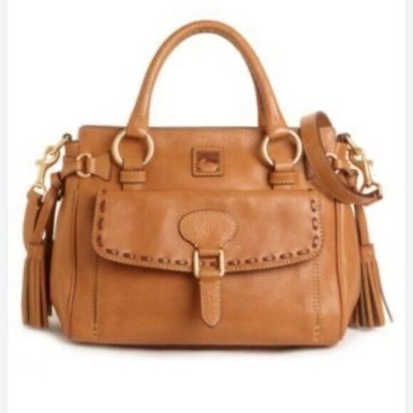 Dooney & Bourke Handbags - Dooney & Bourke Florentine Pocket Vaccheta Leather Satchel Bag Cognac